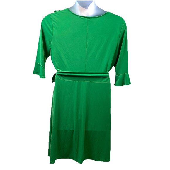 New York & Co Womens Dress Faux Wrap Surplice Ruffle Neck Stretch Preppy Sz XL - Picture 3 of 11